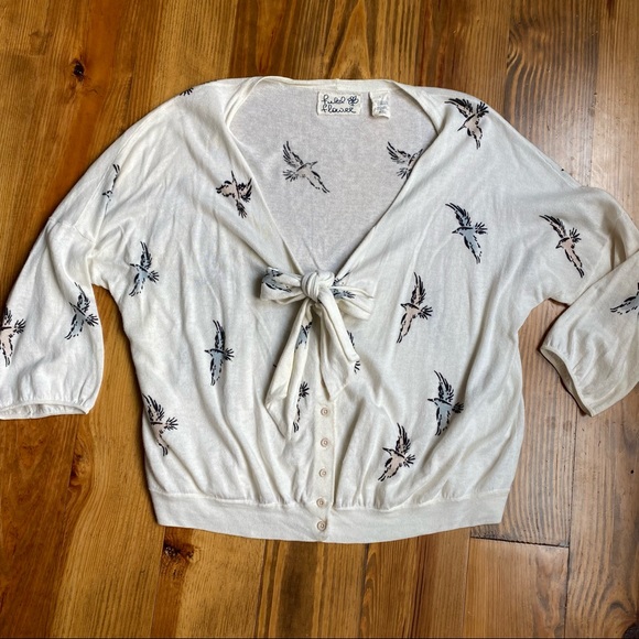 Anthropologie Sweaters - Anthropologie Field Flower Bird Sweater Large
